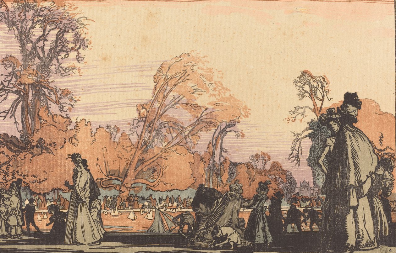 De vijver in de Tuilerieën door Auguste Lepere