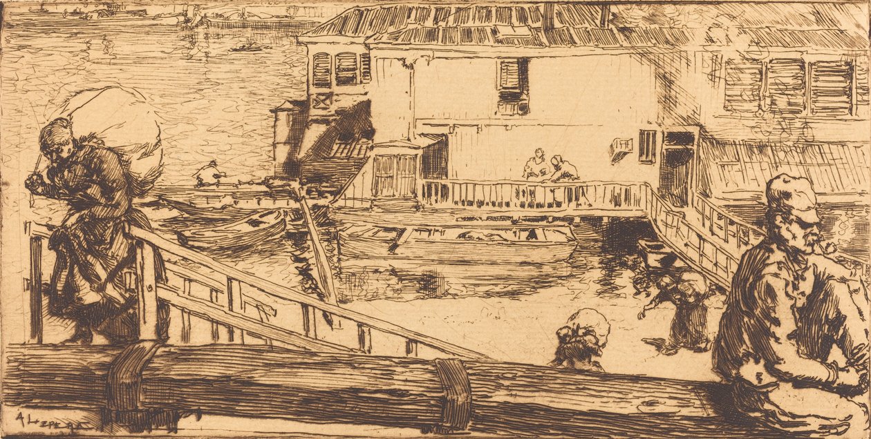 Het Washuis Le lavoir, 1891 door Auguste Lepere