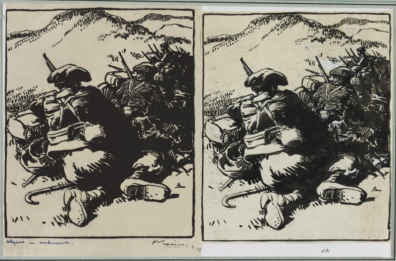 Alpins in hinderlaag door Auguste Louis Lepère