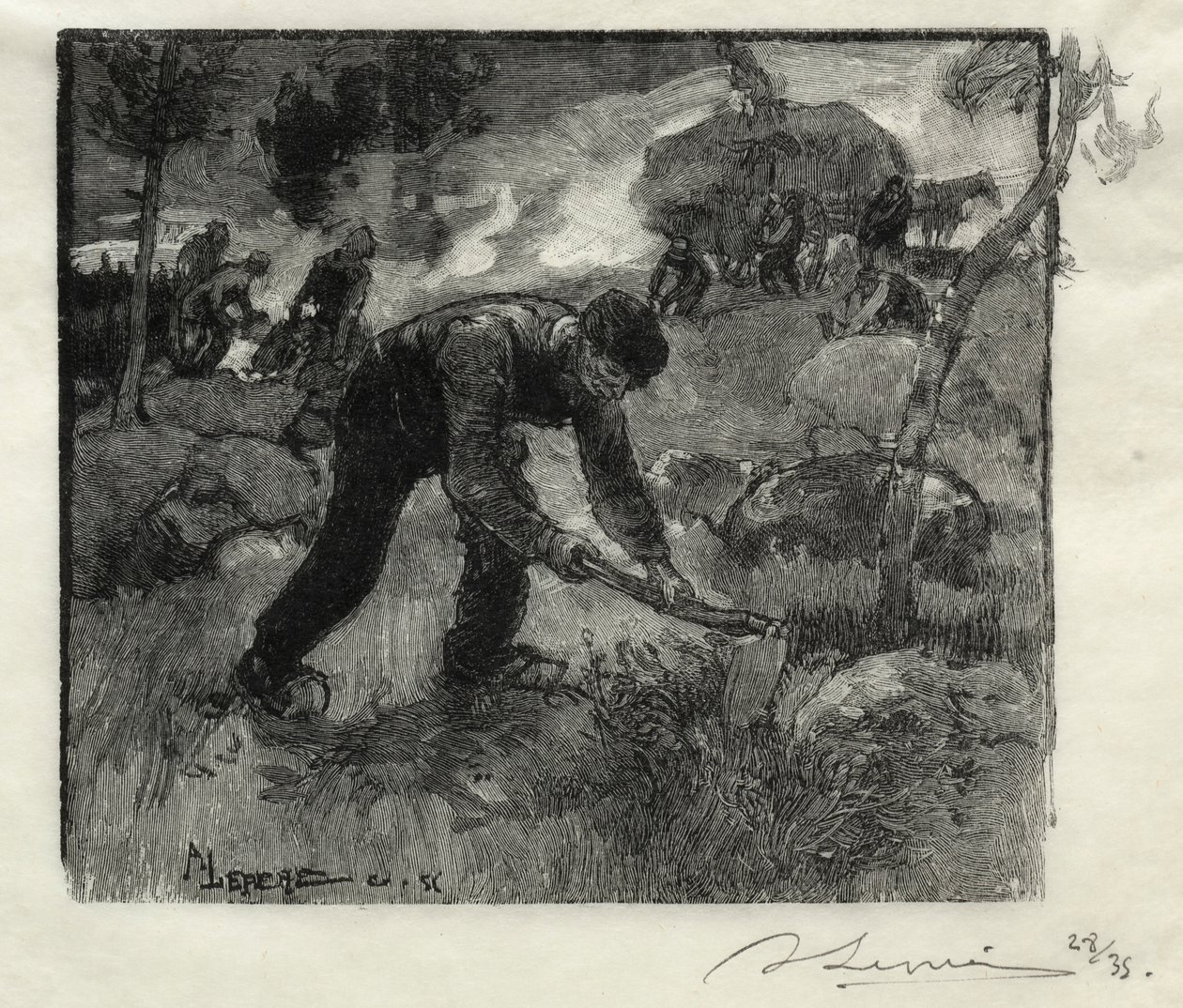 Arracheurs de bruyères, 1887 door Auguste Louis Lepère