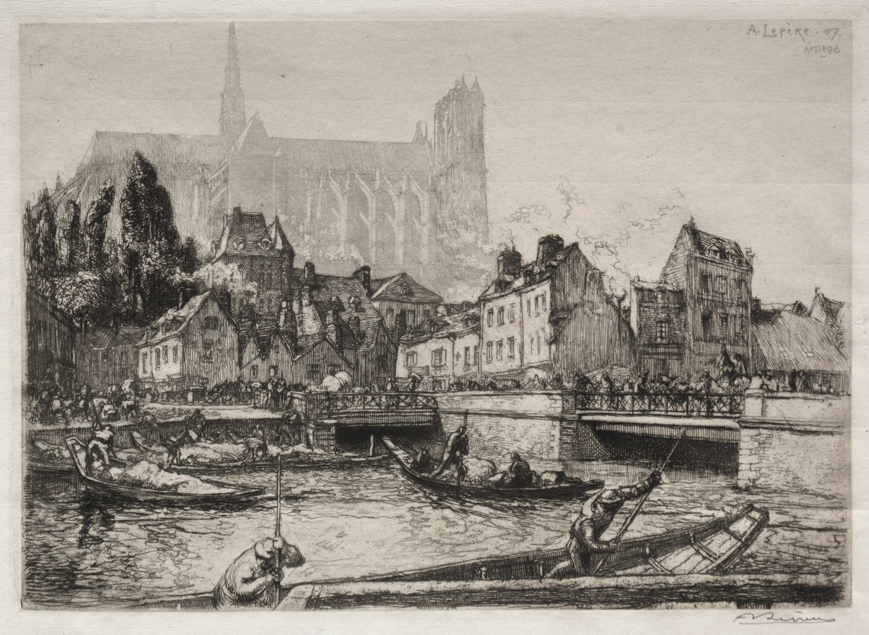 Aankomst van groenten-Amiens, 1907 door Auguste Louis Lepère