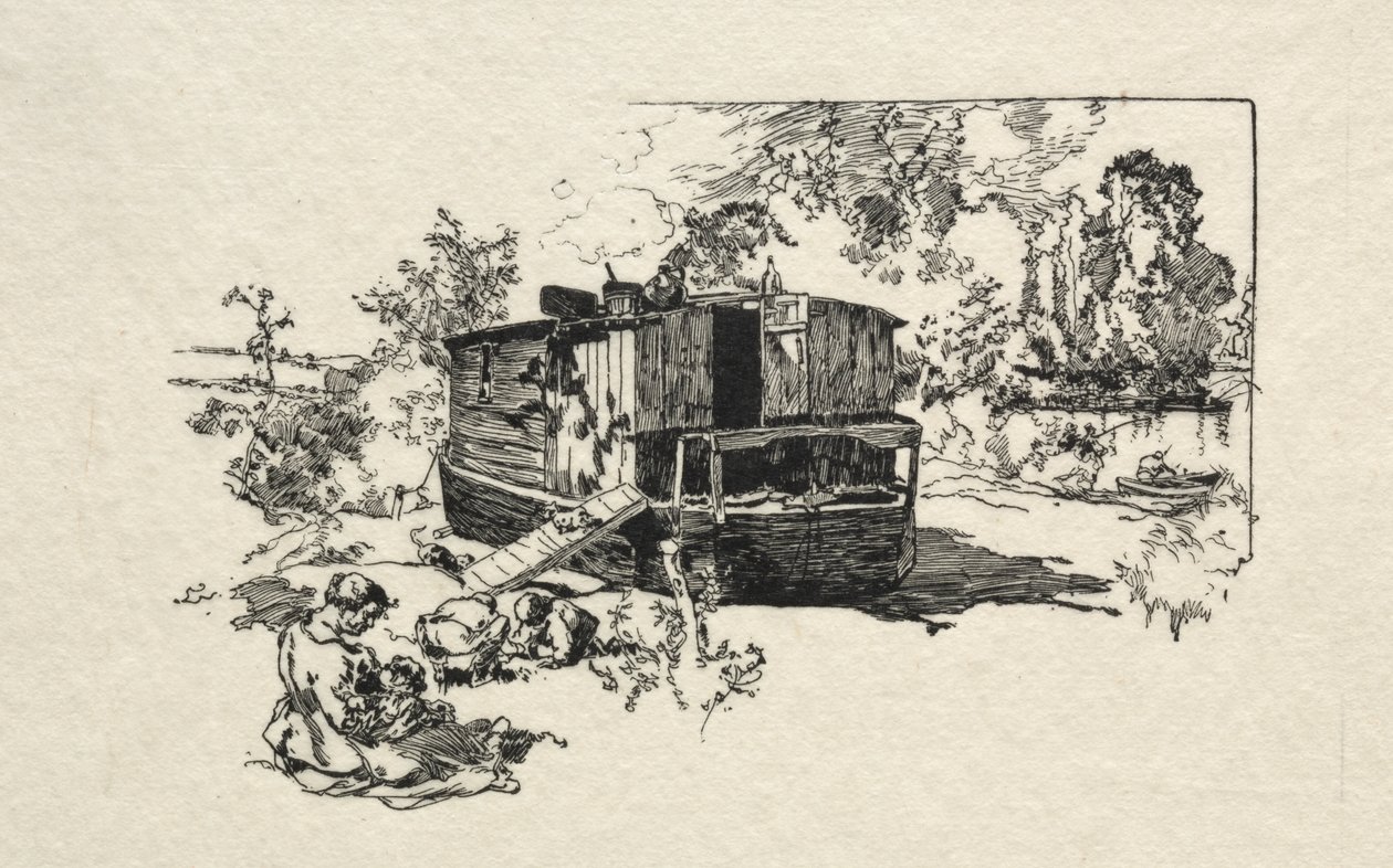 Woonboot door Auguste Louis Lepère
