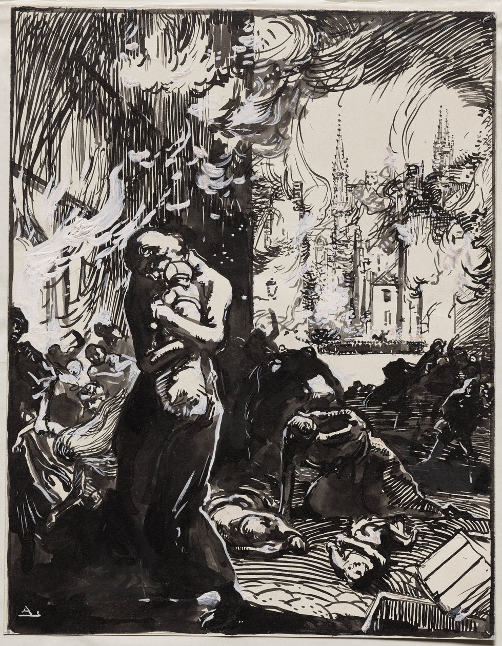 De brand van Leuven door Auguste Louis Lepère