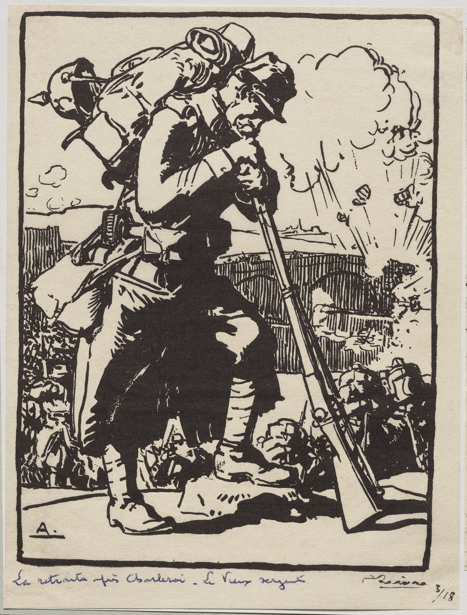 De terugtocht na Charleroi door Auguste Louis Lepère