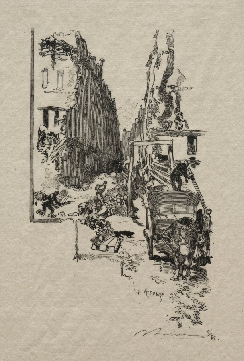La Rue Victor Cousin door Auguste Louis Lepère