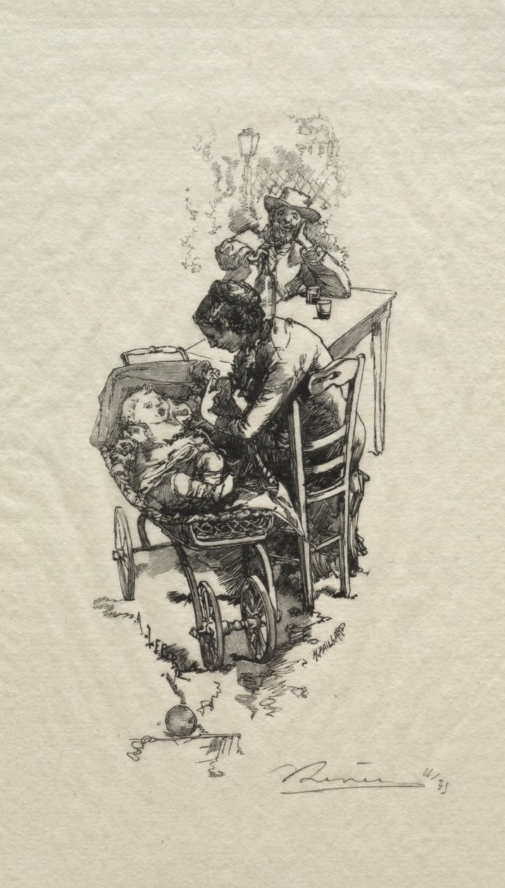 De vrouw bij de wieg door Auguste Louis Lepère