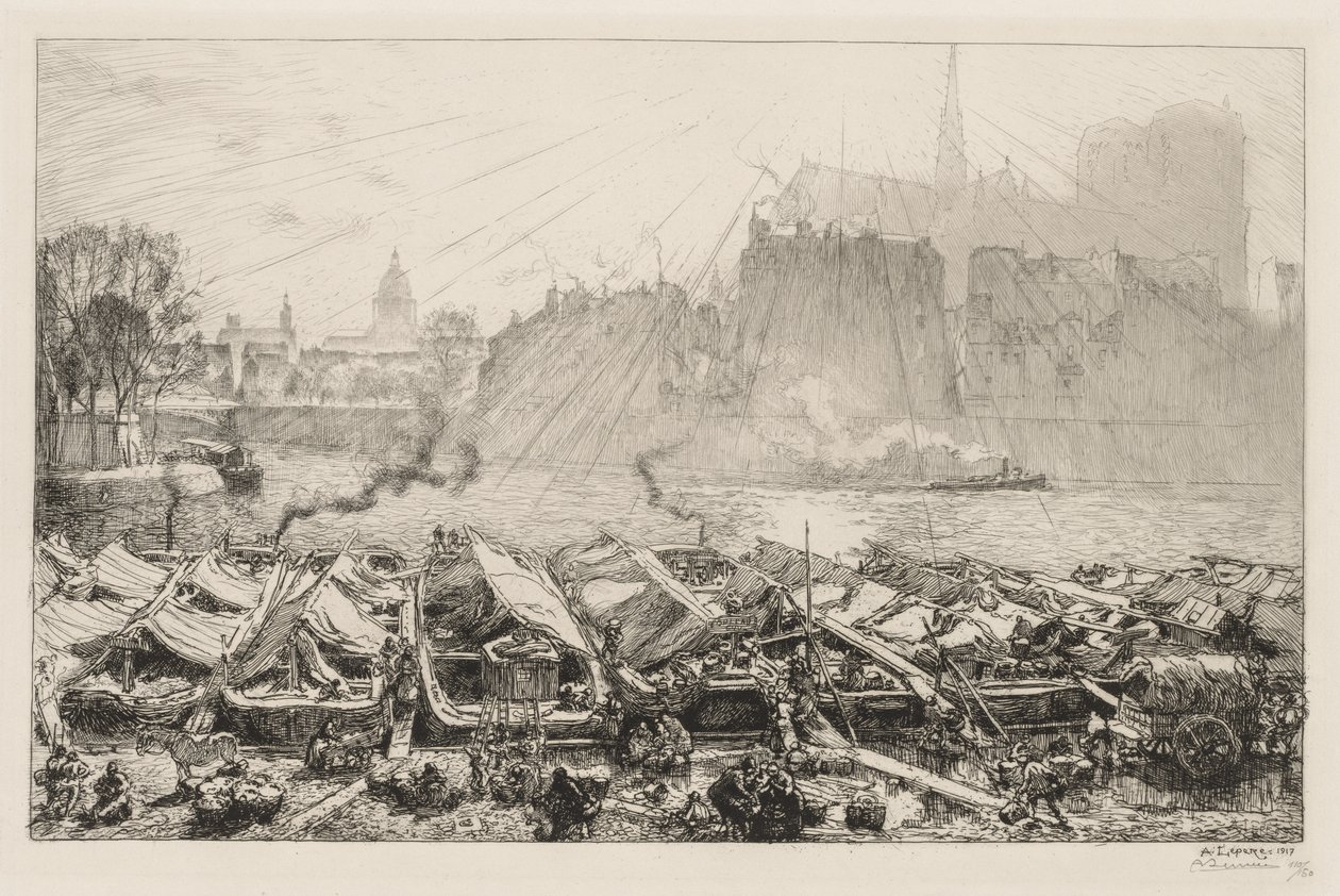 Le Grande Marché aux Pommes door Auguste Louis Lepère