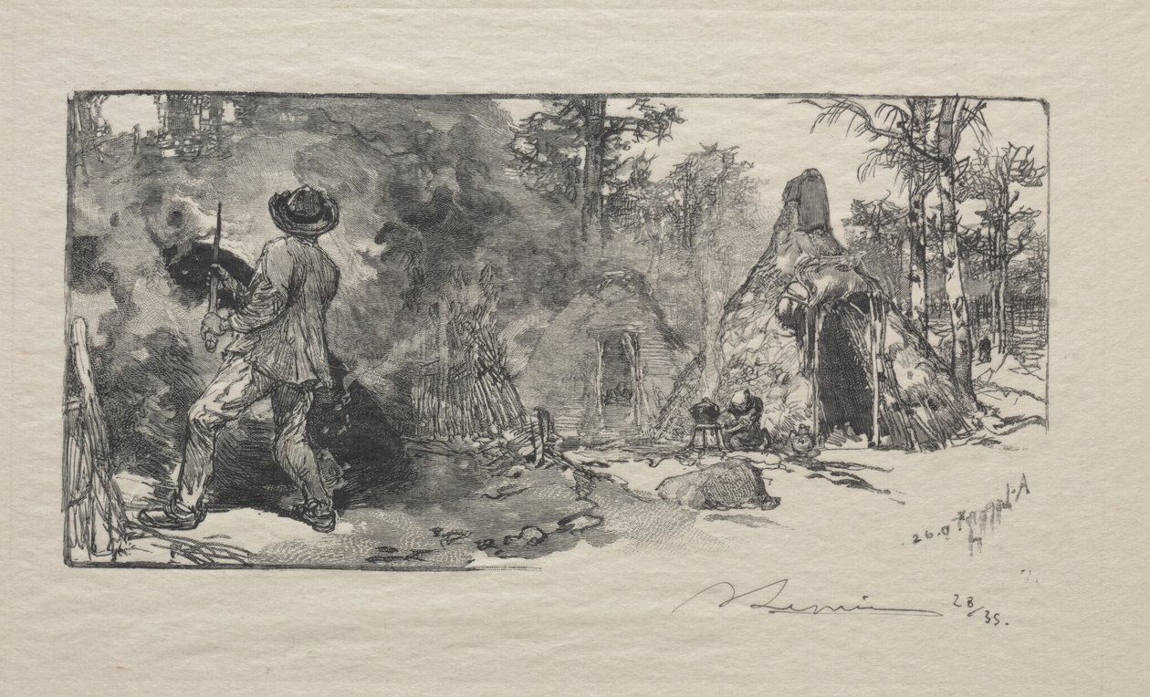 Les Charbonniere, 1887 door Auguste Louis Lepère