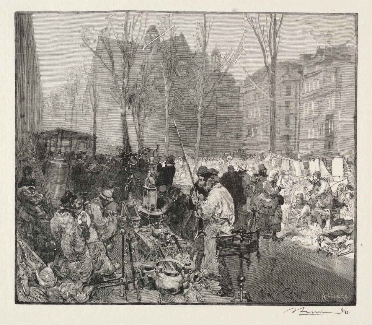 Marché à la Ferraille door Auguste Louis Lepère