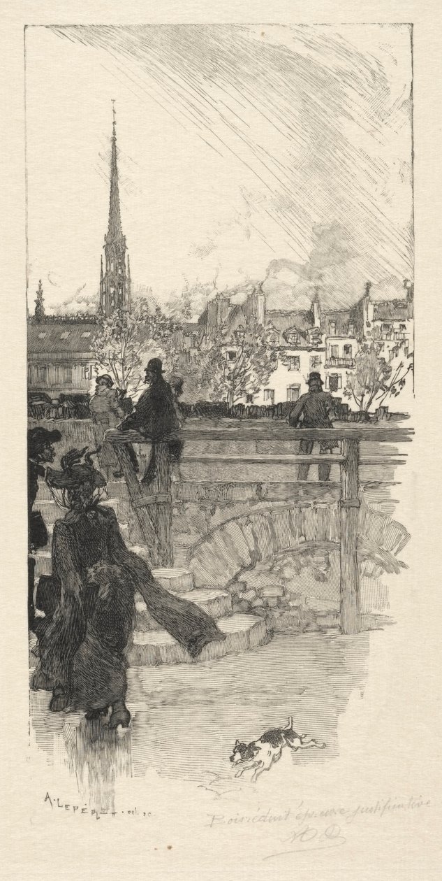 Quai des Grands Augustins, Parijs door Auguste Louis Lepère
