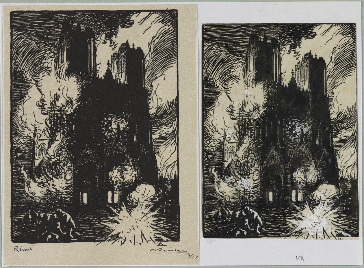 Reims, 1914 door Auguste Louis Lepère