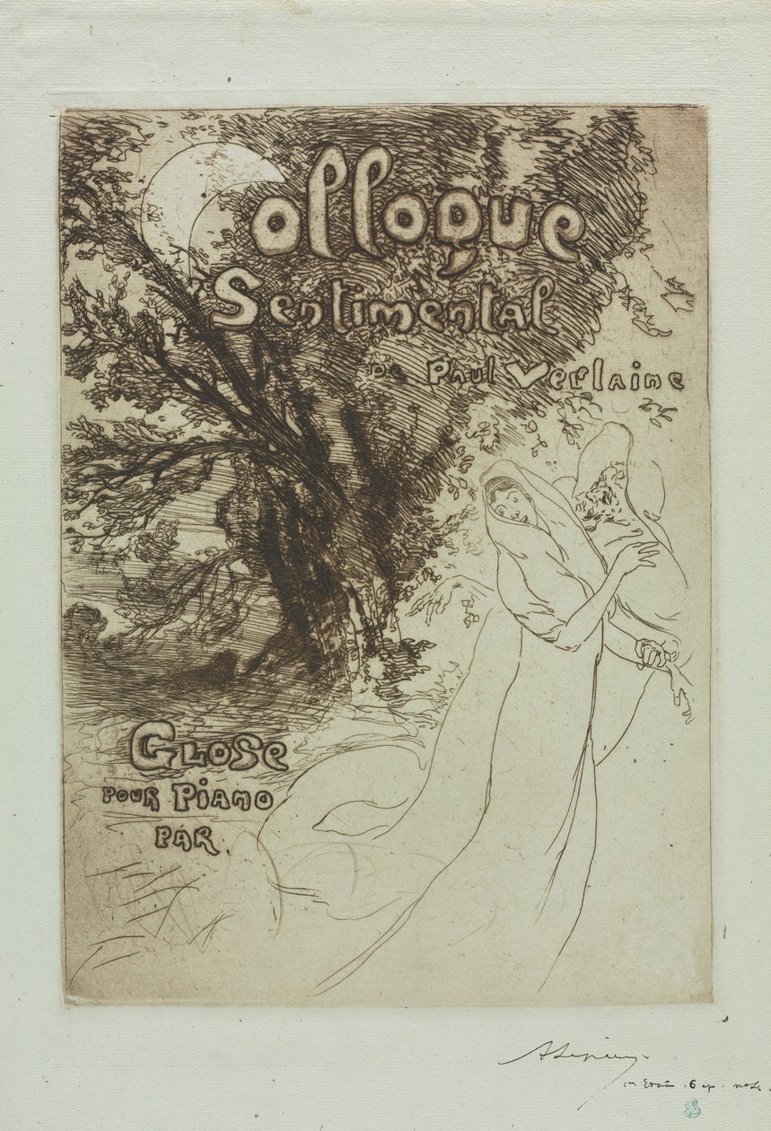 Sentimenteel gesprek van Paul Verlaine, 1897 door Auguste Louis Lepère