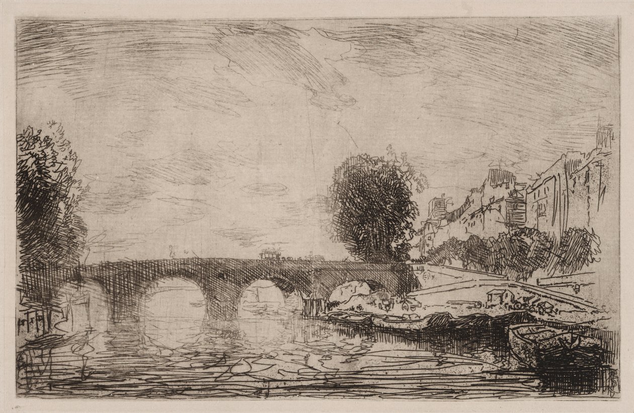 Zonsondergang bij Pont Marie door Auguste Louis Lepère
