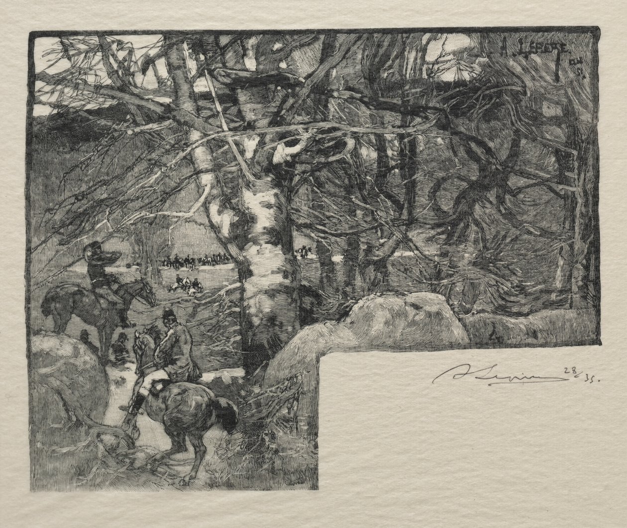 Een jacht op Mont Gerard door Auguste Louis Lepère