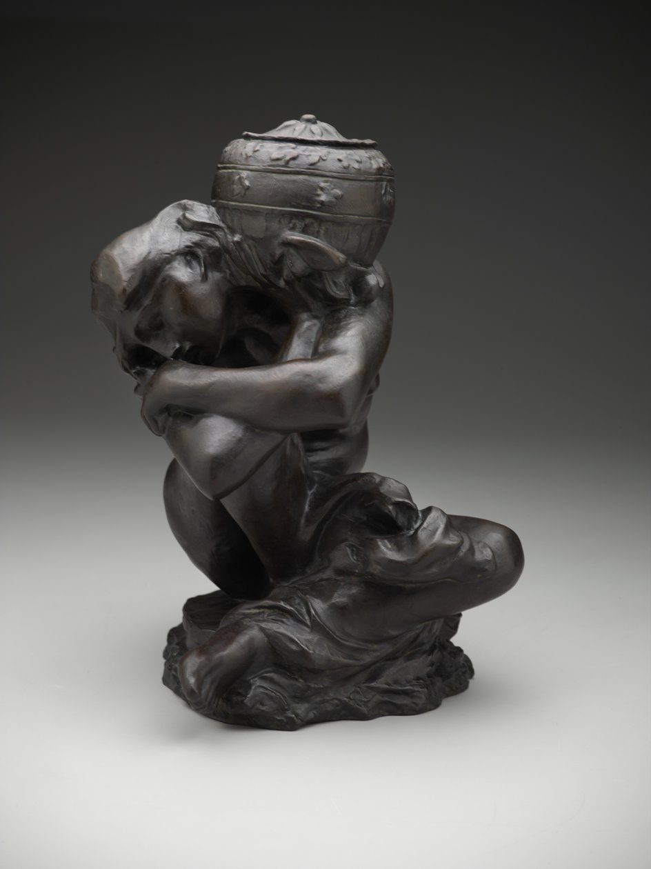Gevallen karyatide die een urn draagt door Auguste Rodin