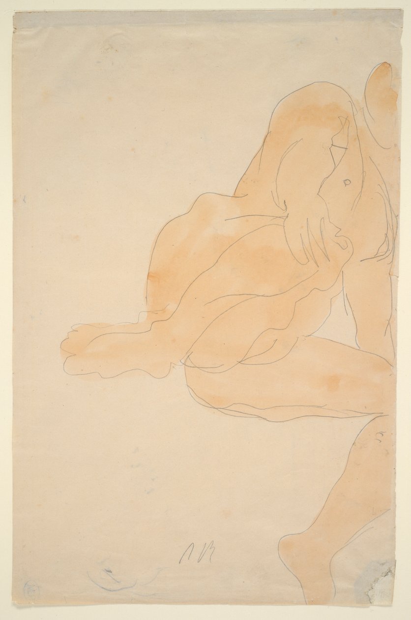 Naakt zittend, knie opgetrokken door Auguste Rodin