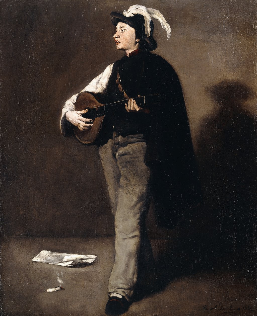 De mandolinespeler, 1862 door Auguste Theodule Ribot