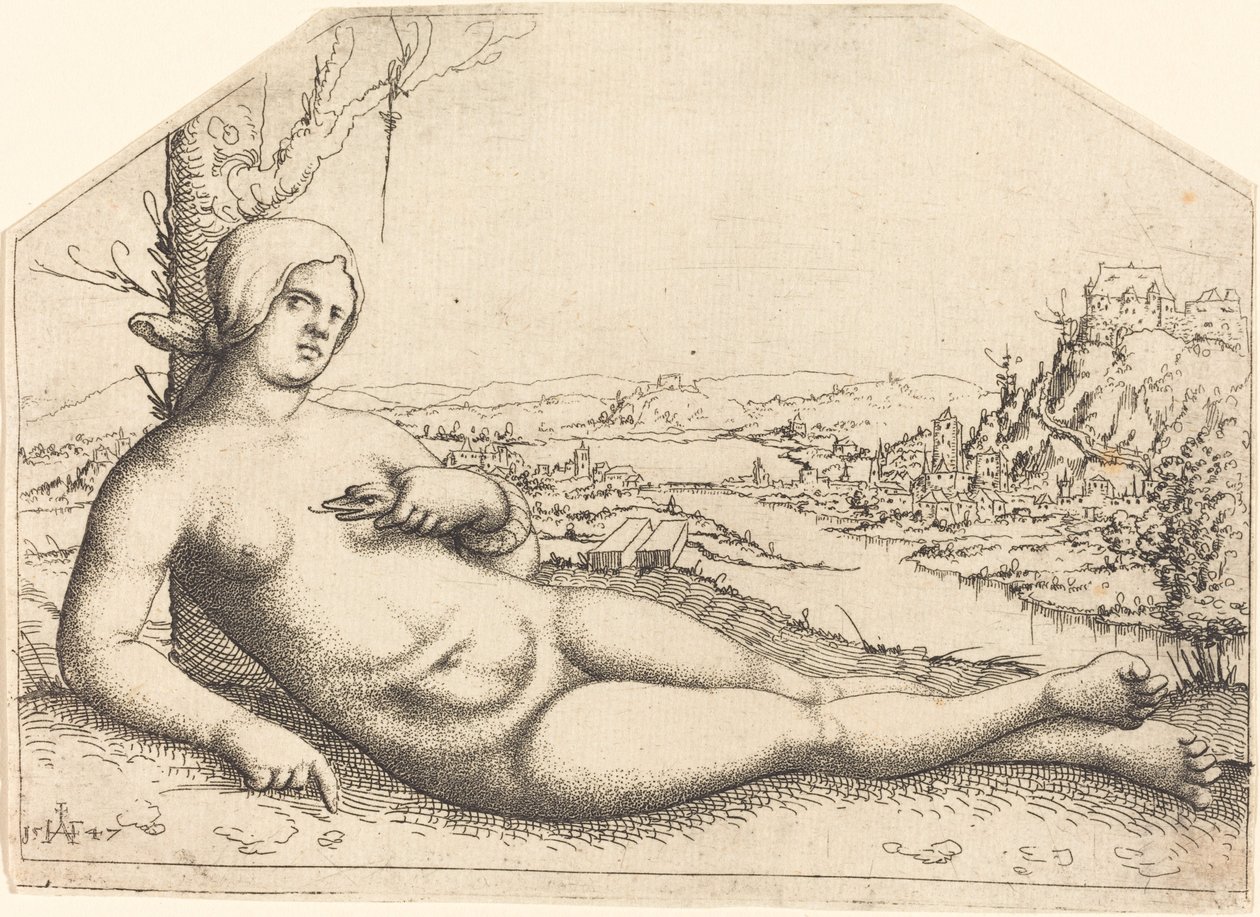 Dood van Cleopatra, 1547 door Augustin Hirschvogel