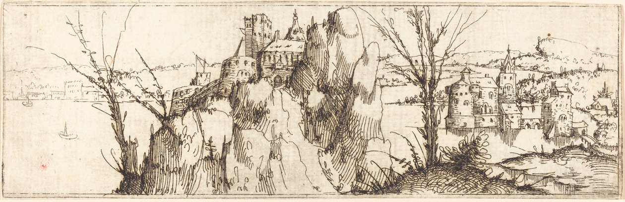Landschap met een meer door Augustin Hirschvogel