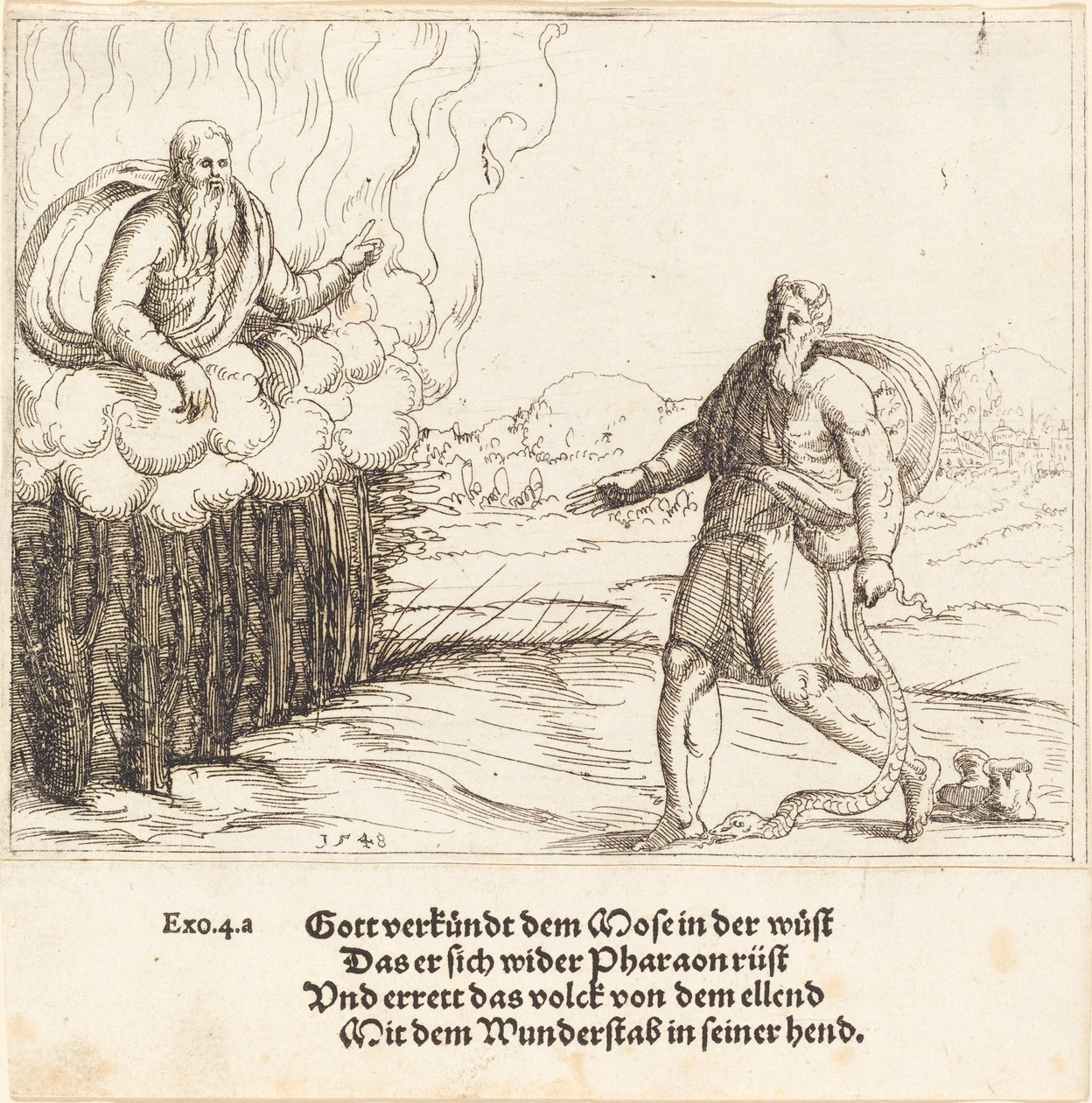 Mozes en de Slang door Augustin Hirschvogel
