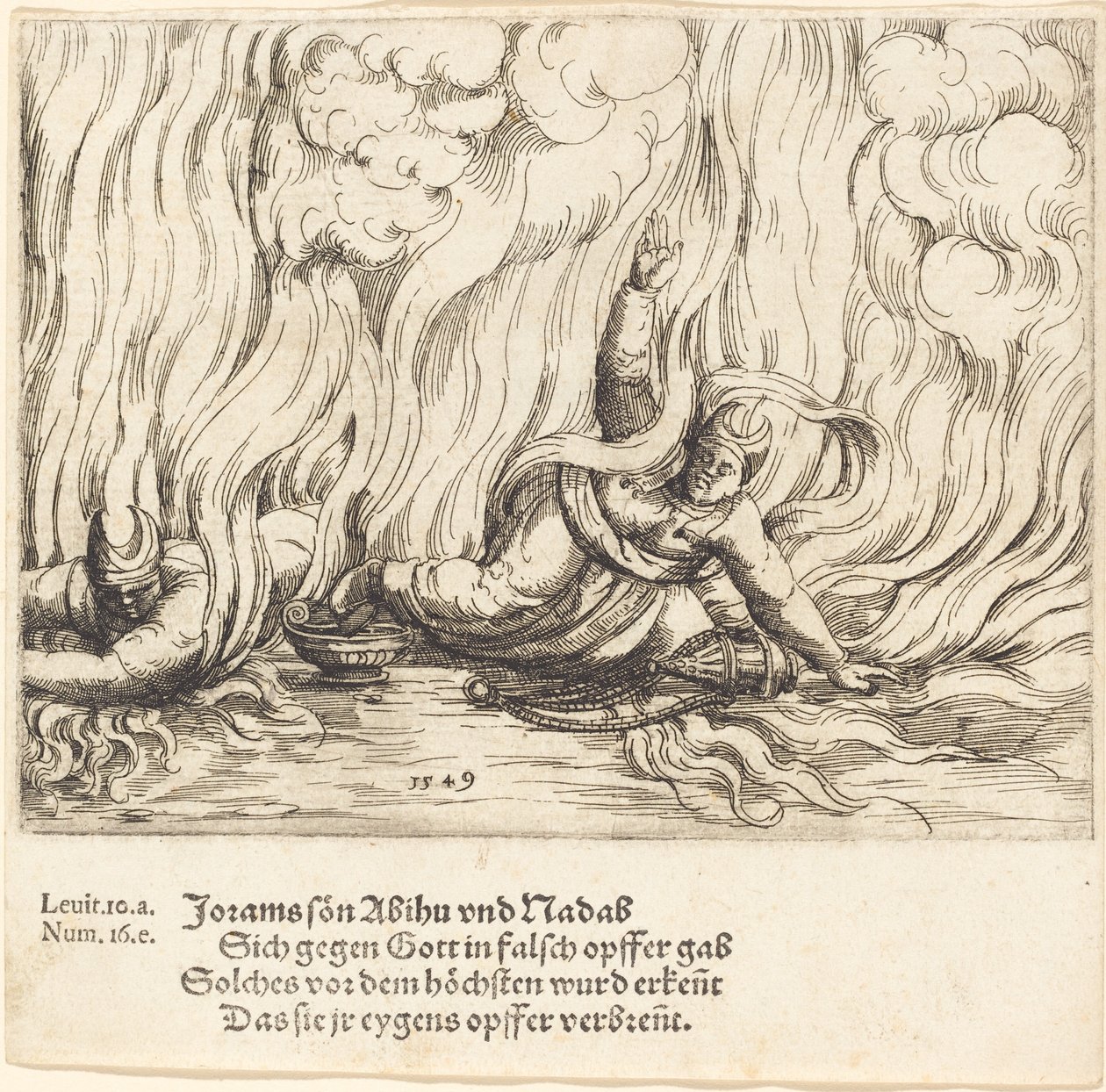 Nadab en Abihu door Augustin Hirschvogel