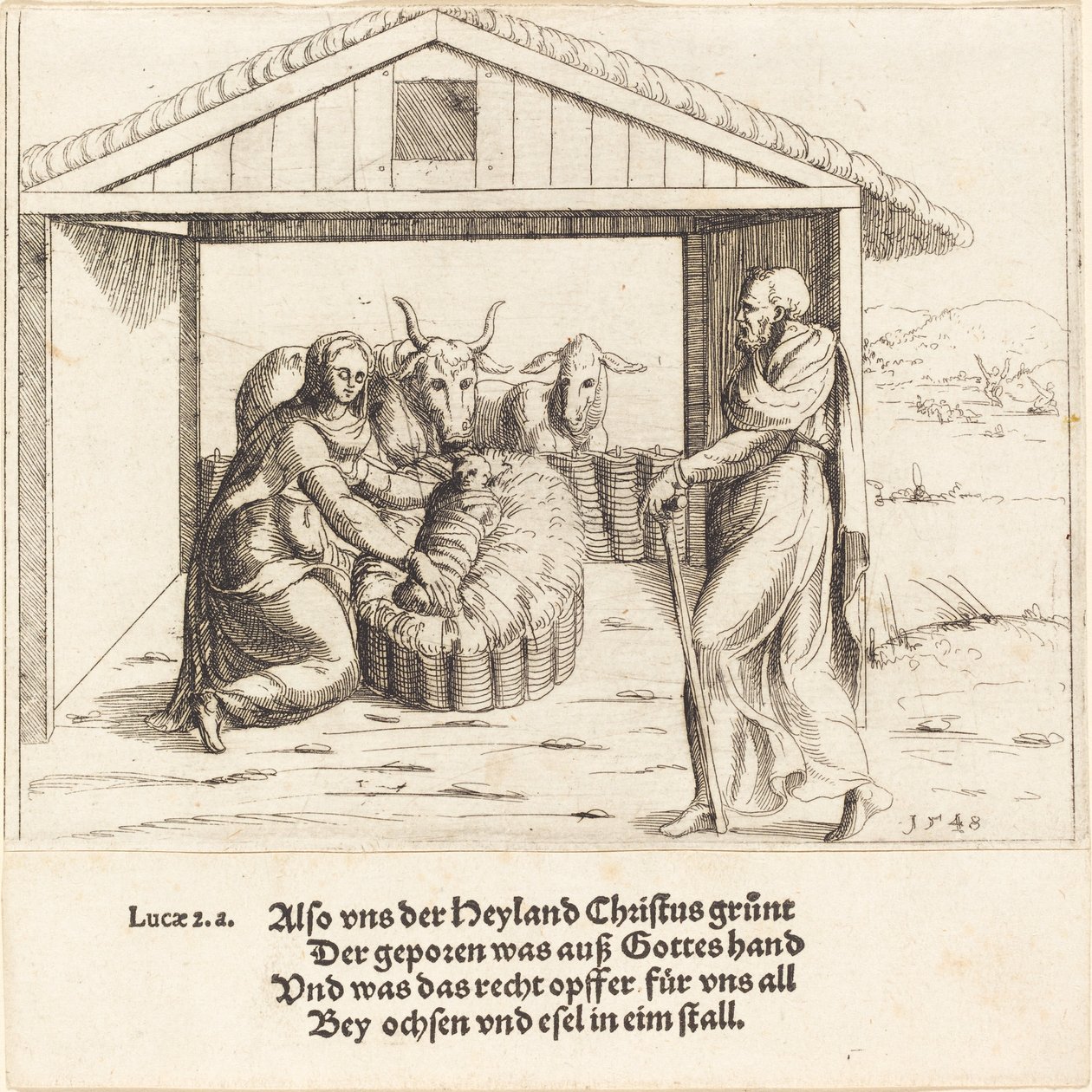 De Geboorte door Augustin Hirschvogel