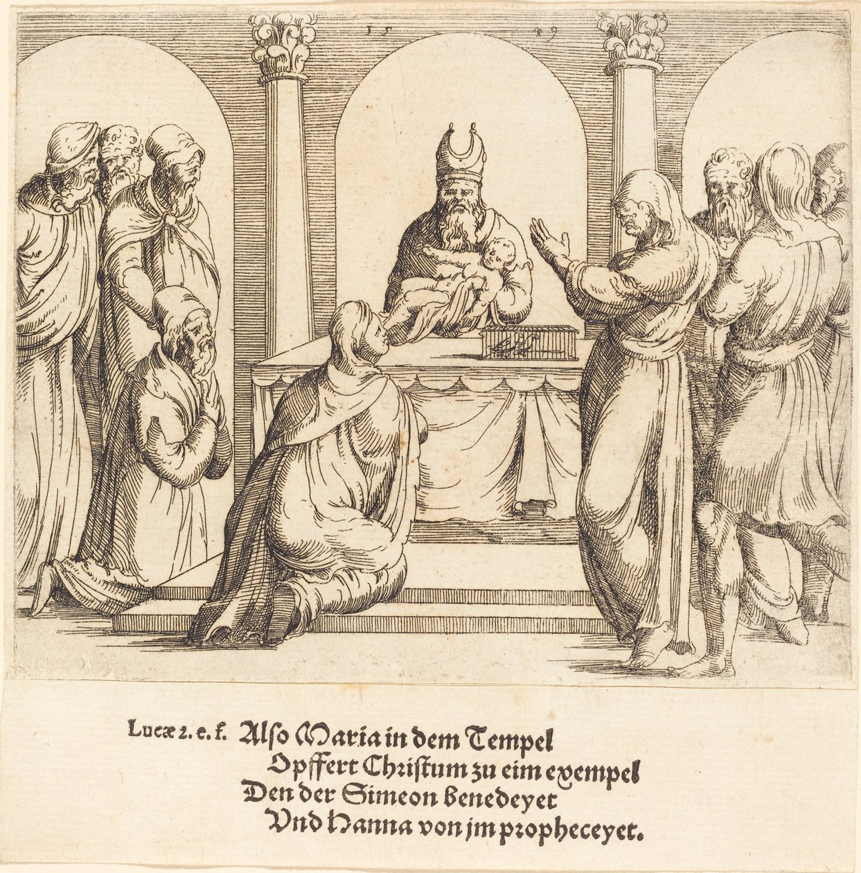 De Presentatie in de Tempel door Augustin Hirschvogel