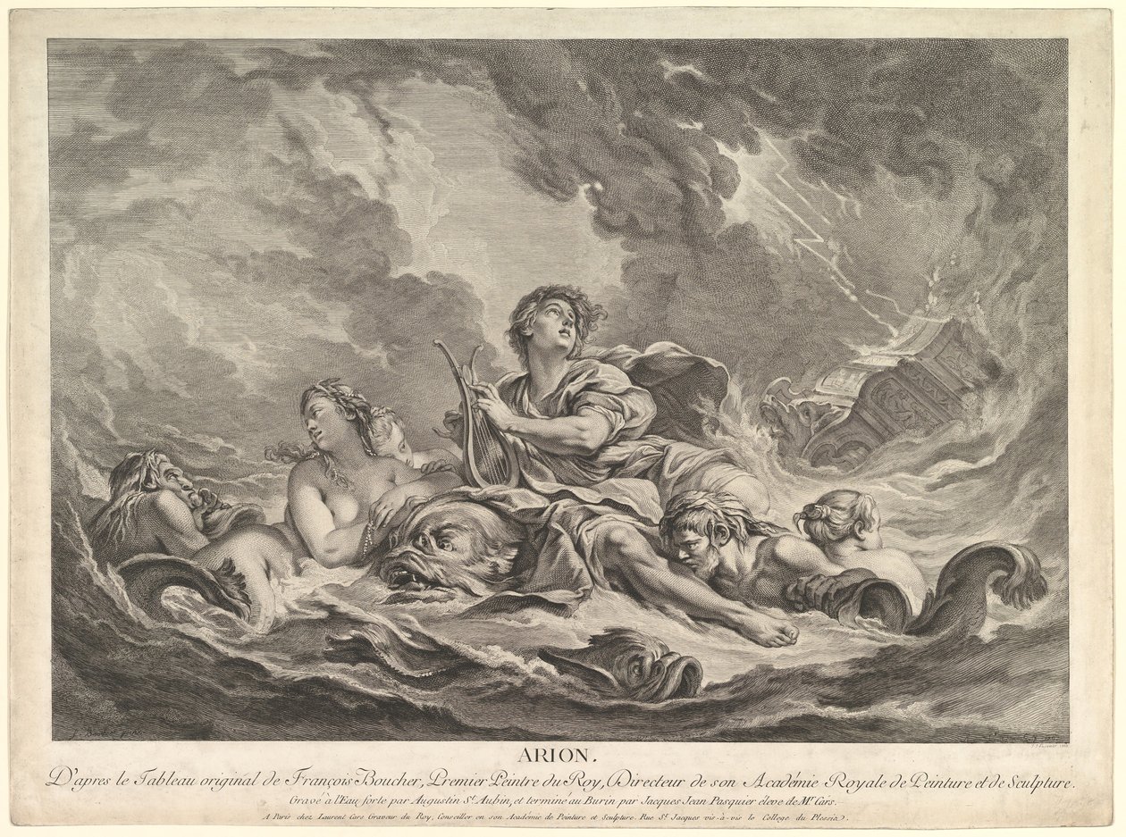 Arion, 1763-66 door Augustin de Saint Aubin