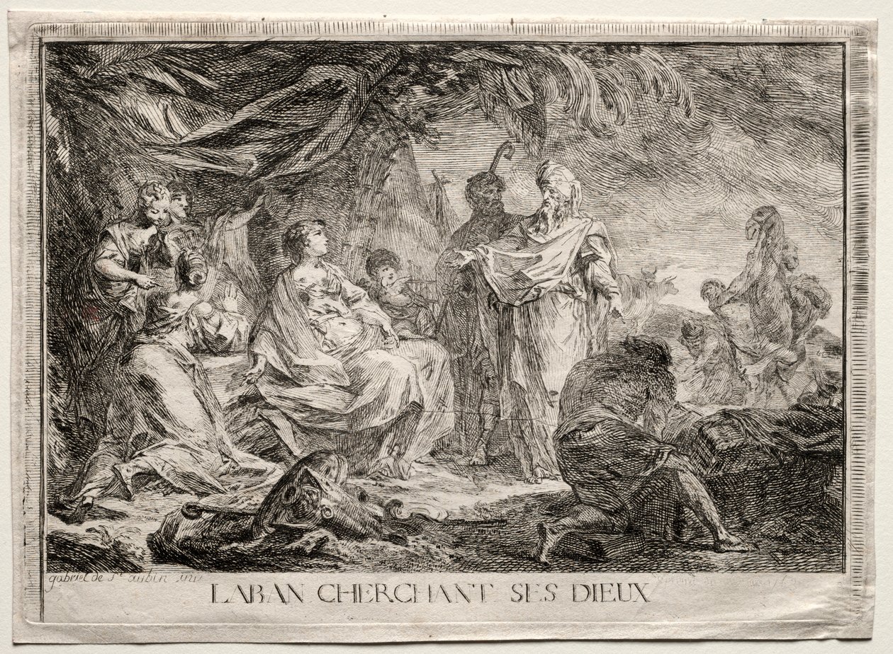 Laban op zoek naar zijn goden door Augustin de Saint Aubin