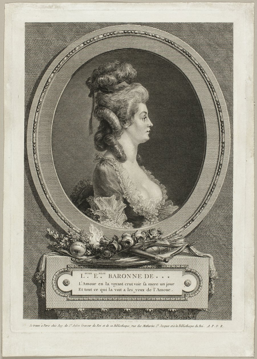Louise Émilie, barones van *** Frankrijk door Augustin de Saint Aubin