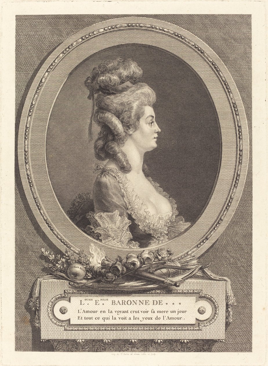 Louise Emilie Barones de *** door Augustin de Saint Aubin