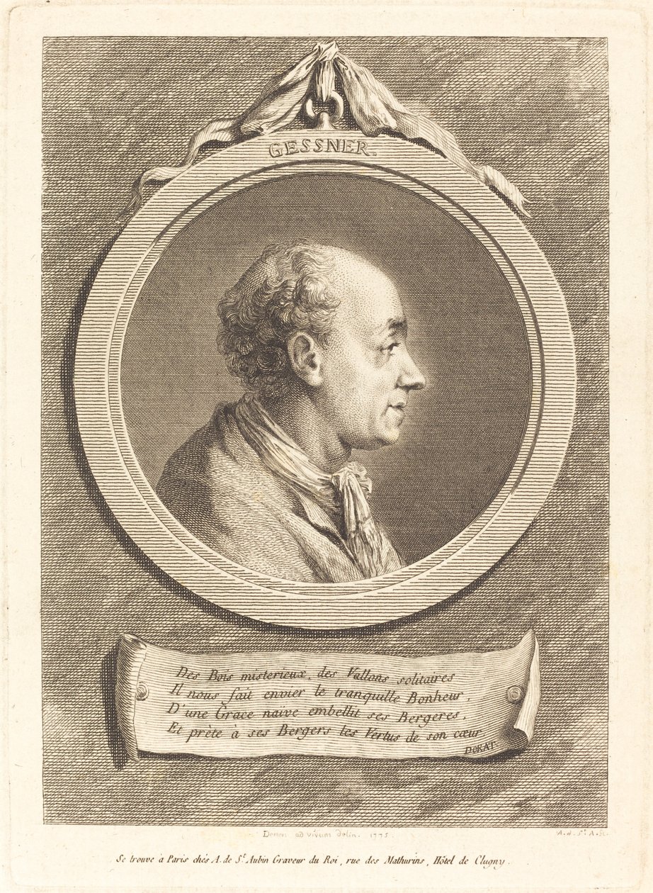 Salomon Gessner door Augustin de Saint Aubin after Vivant Denon