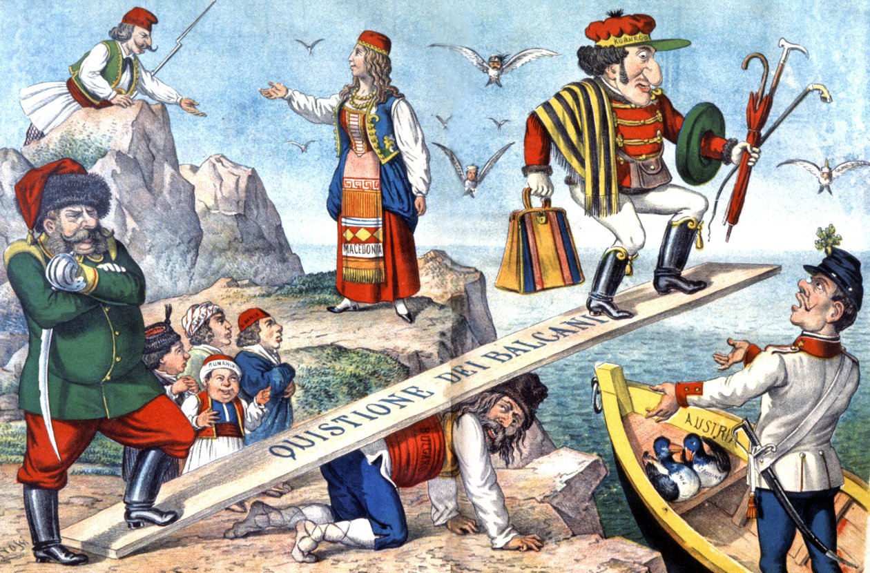 De kwestie van de Balkan, c.1900 (illustratie) door Augusto Grossi