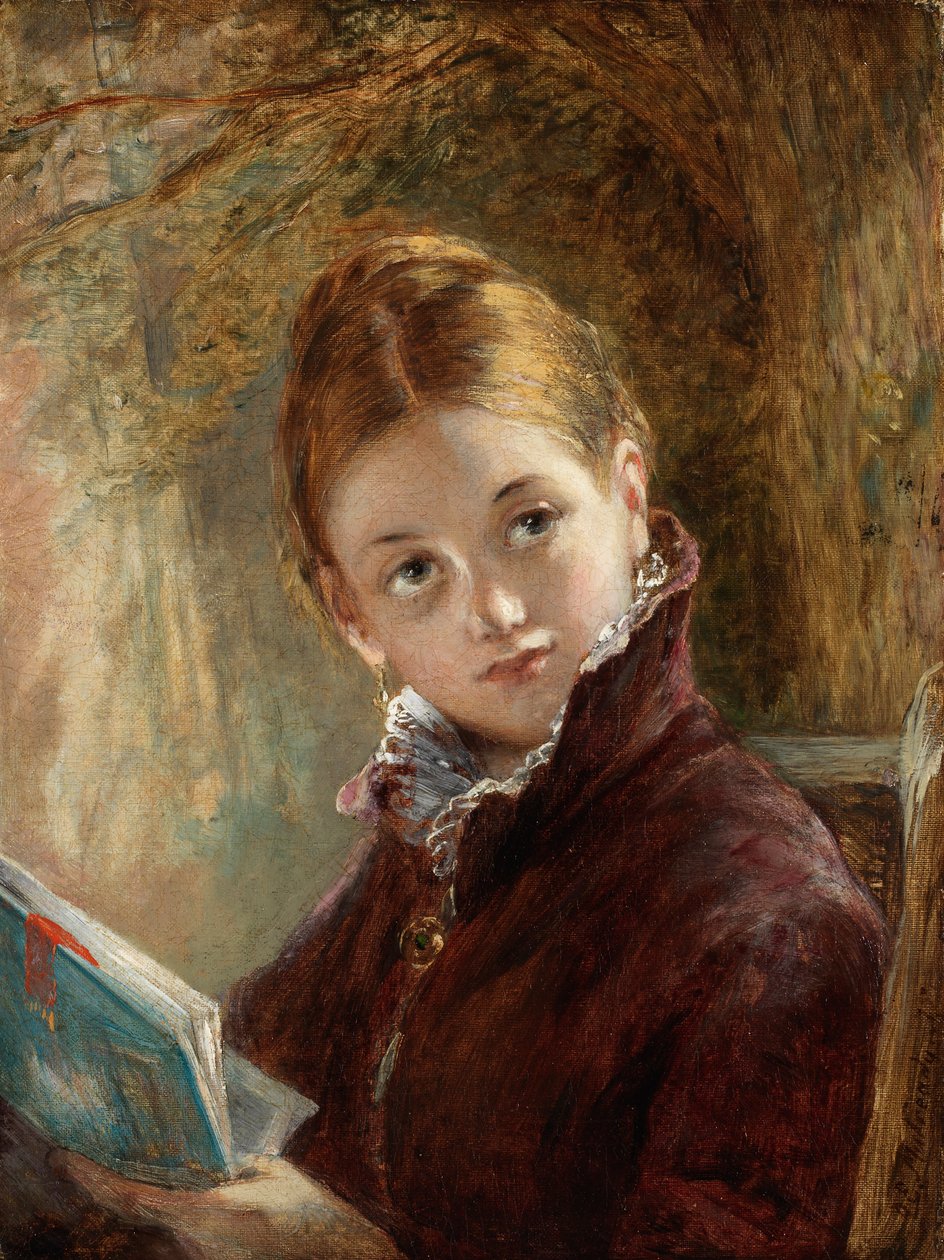 Een rustige lezing, 1875 door Augustus Edward Mulready