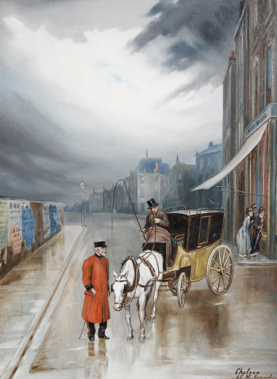Na regen - Chelsea door Augustus Edwin Mulready