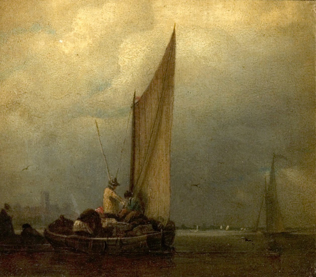 Een rivierscène met schuiten, ca. 1825 door Augustus Wall Callcott