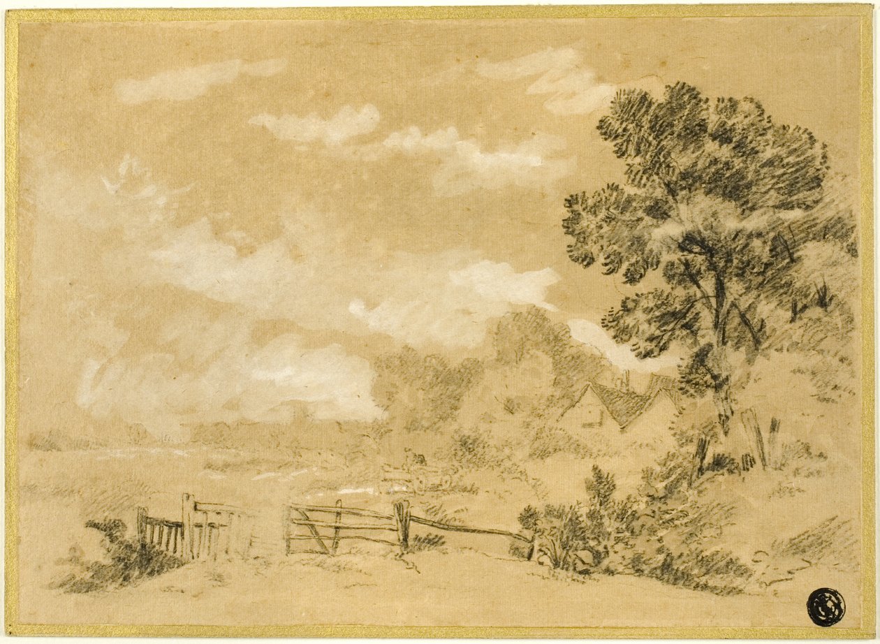 Landschap met hekwerk door Augustus Wall Callcott