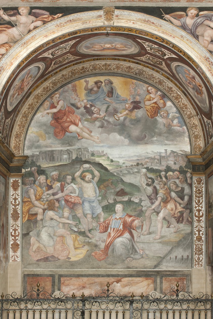 Het martelaarschap van Sint-Stefanus, linker kapel door Aurelio Luini