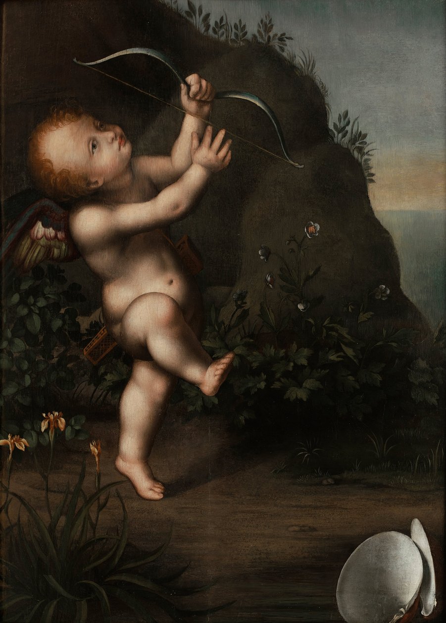 Cupido met een boog, voor 1593 door Aurelio Luini