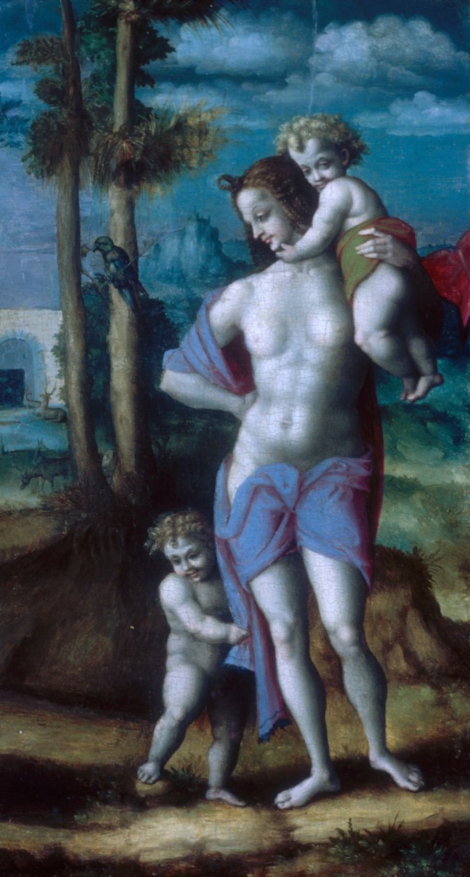 Eva met Kaïn en Abel door Bacchiacca