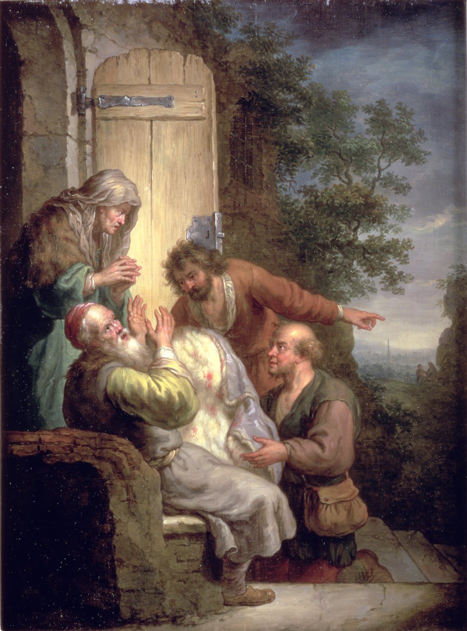 Jacob gepresenteerd met Jozefs jas door Balthasar Beschey