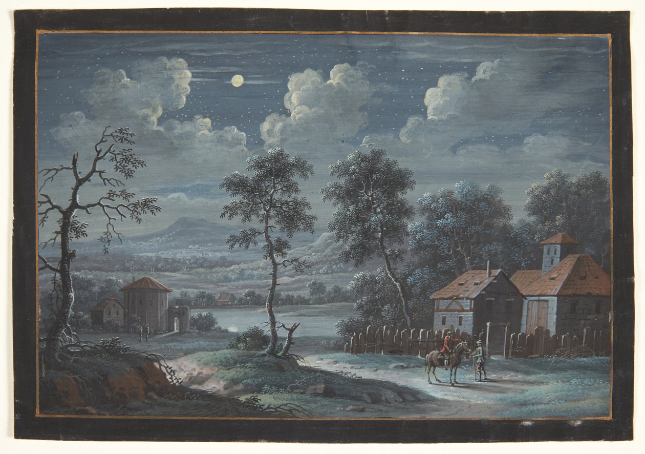 Een zuidelijk landschap bij volle maan door Barbara Dietzsch