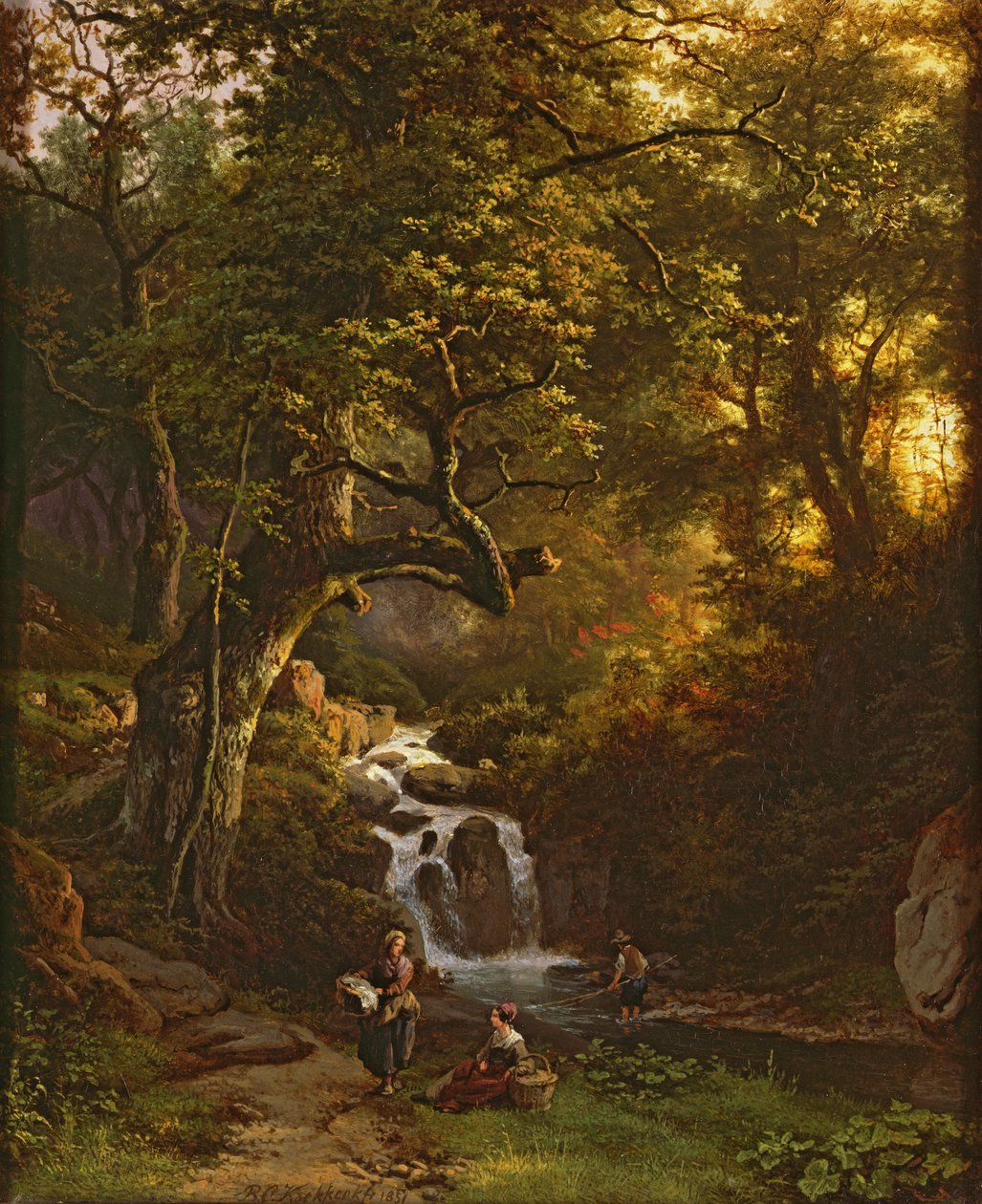 De Beboste Stroom (vissen), 19e eeuw door Barend Cornelis Koekkoek