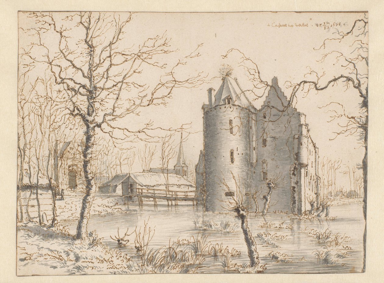Gezicht op Kasteel Frisselstein, Veghel door Barend Klotz (attributed to)