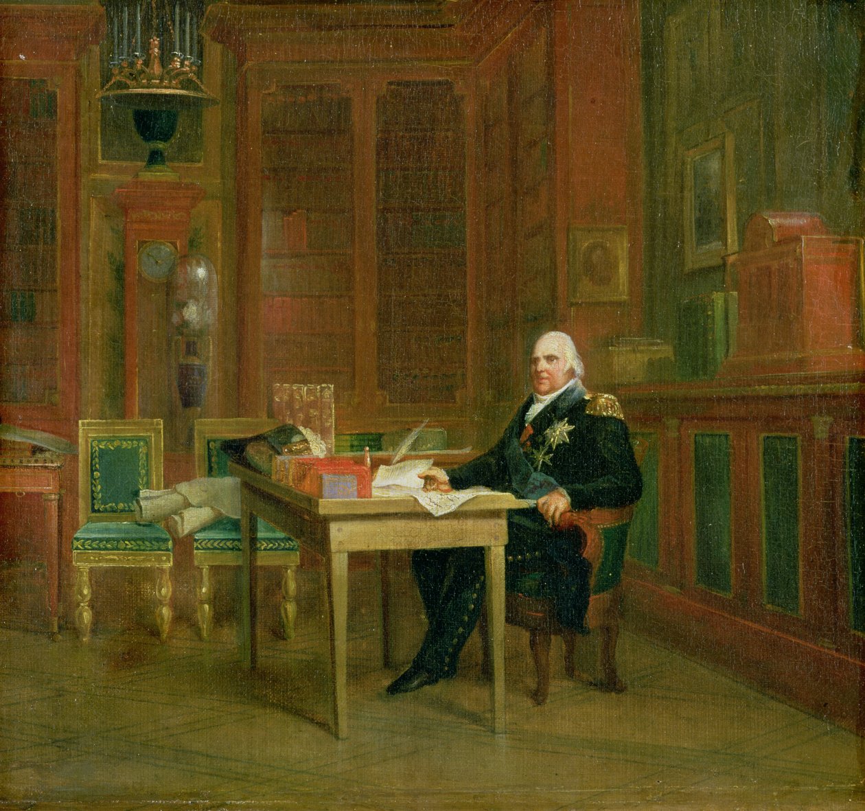 Lodewijk XVIII in zijn Studie in de Tuilerieën door Baron François Pascal Simon Gérard