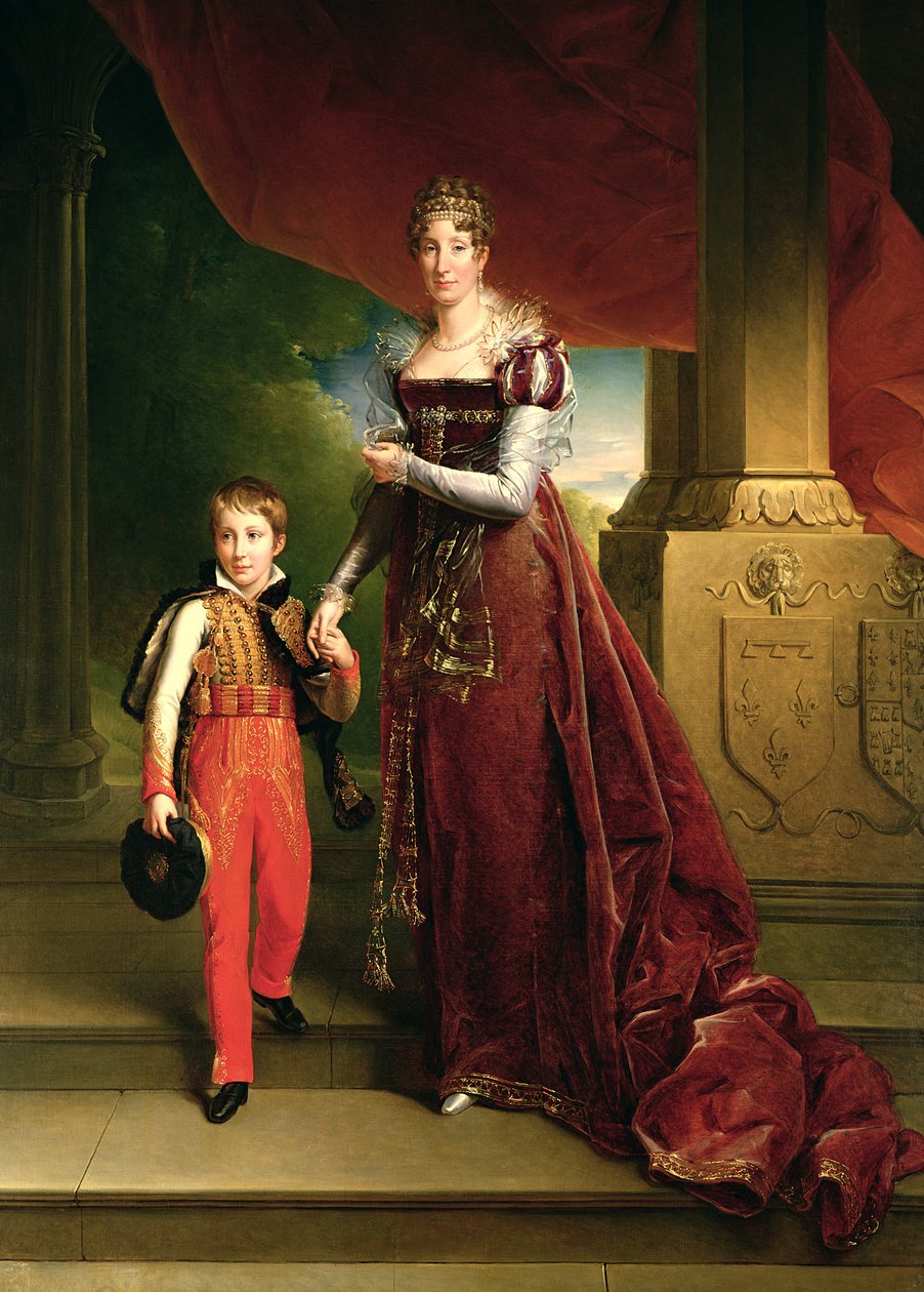 Marie Amelie de Bourbon, Hertogin van Orleans en haar Zoon, Prins Ferdinand, Hertog van Chartres door Baron François Pascal Simon Gérard