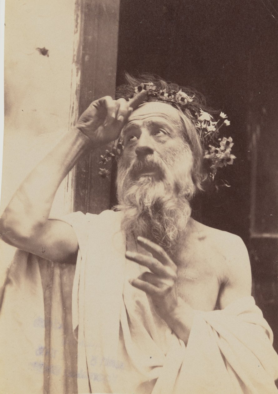 [Bejaarde man met krans]. door Baron Wilhelm von Gloeden