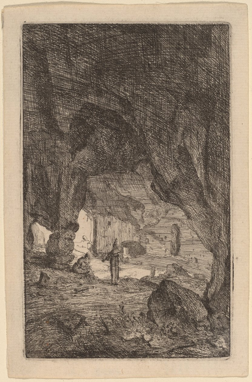 Grot met monniken door Bartholomeus Breenbergh