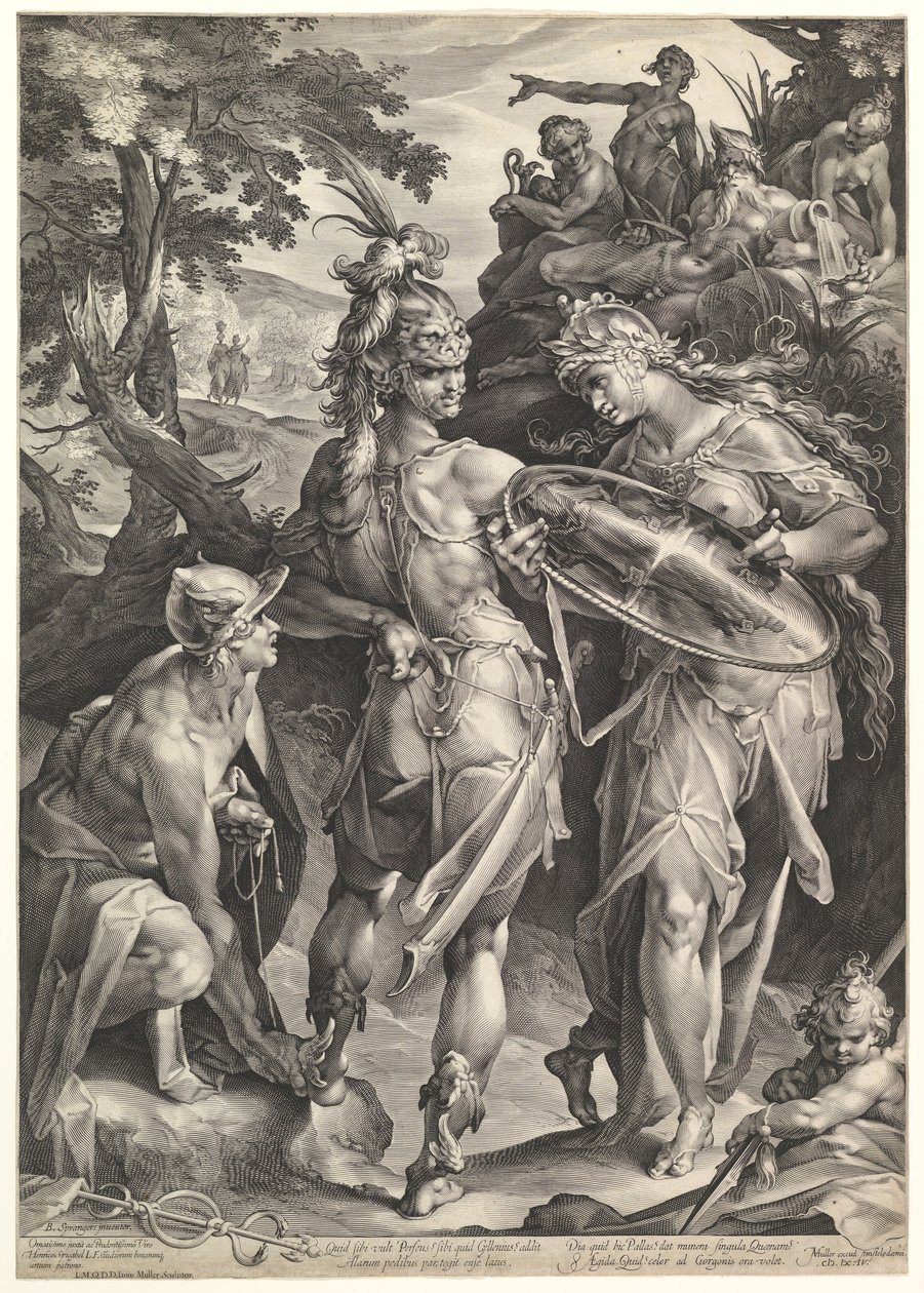 Minerva en Mercurius bewapenen Perseus door Bartholomeus Spranger