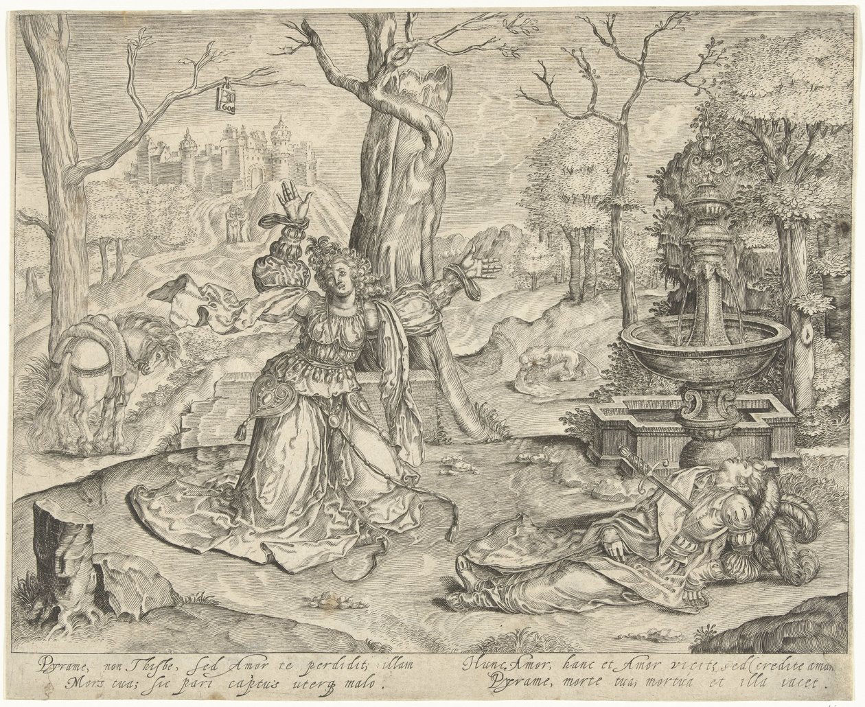 Pyramus en Thisbe door Bartholomeus Willemsz. Dolendo